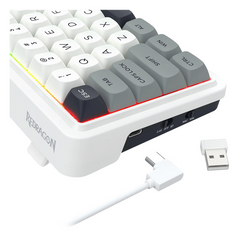 Keyboard Redragon Ironguard PRO , RGB , 60% with 61 keys , Hot-Swappable Dragon Chant switches , Wireless/Bluetooth/Wired , White & Blue Mixed Keycaps , K722WGP