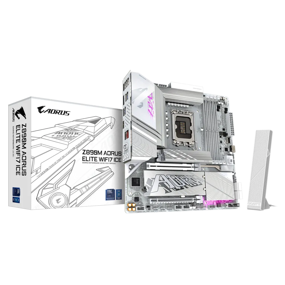 Motherboard Gigabyte Z890M AORUS ELITE WIFI7 ICE , Wireless 7 + Bluetooth 5.4 , DDR5 , Micro ATX , Socket 1851 , Digital twin 12+1+2 phase 60A VRM - Albagame