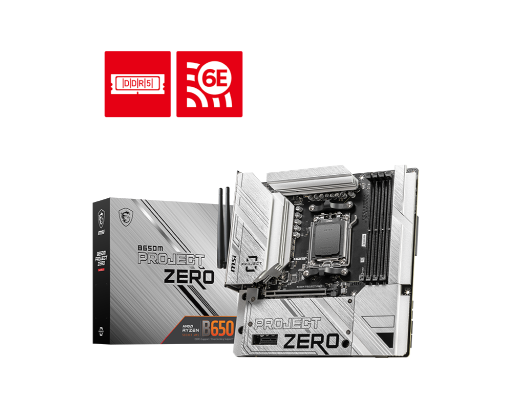 Motherboard MSI B650M PROJECT ZERO , Wireless WiFi6E Bluetooth , DDR5 , Micro ATX , Socket AM5 , 10+2+1 VRM phases - Albagame