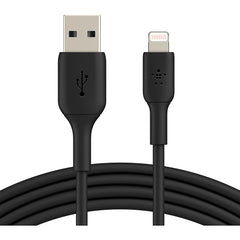 Cable USB-A  Belkin BoostCharge , USB-A to Lightning , 0.5m , Black , CAA001BT0MBK - Albagame