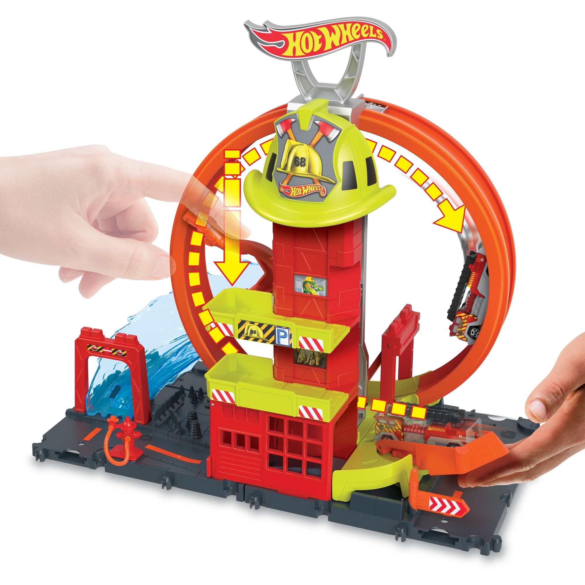 Set Hot Wheels City Super Loop Fire Station Albagame