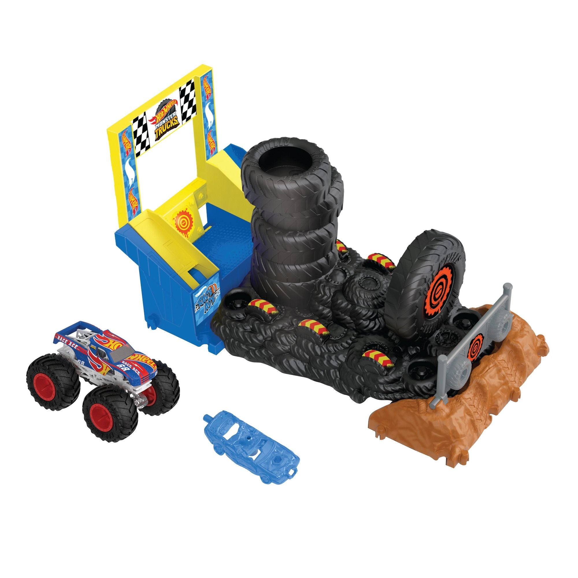 Set Hot Wheels Monster Trucks Arena Smashers Smash Race Challenge - Albagame