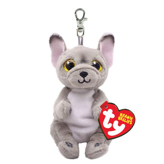 Plush Ty Beanie Bellies Key Clip Wilfred Gray Dog 8.5cm - Albagame