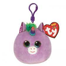 Plush Ty Squishy Beanies Key Clip Rosette Purple Unicorn - Albagame