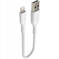 Cable USB-A  Belkin BoostCharge , USB-A to Lightning , 15cm  , Braided White , CAA002BT0MWH - Albagame