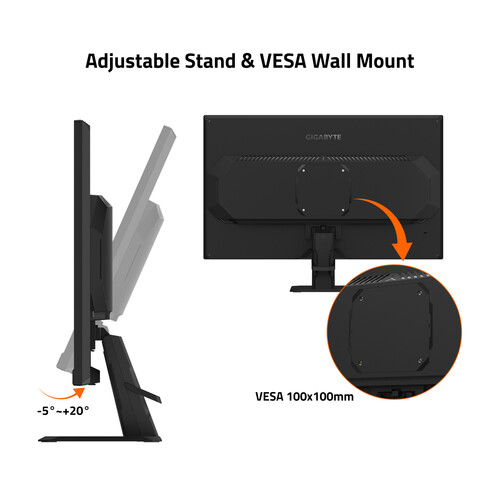 Monitor 27" Gigabyte GS27QXA , QHD 2560x1440 SS-IPS 350cd/m² 1ms 240Hz 128%sRGB , 2x HDMI 1x DisplayPort , VESA , FreeSync Premium , Black , GS27QXA , 1Y
