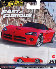 Vehicle Hot Wheels Premier Fast & Furious 2003 Dodge Viper SRT10