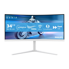 Monitor 34" Philips Evnia 5000 Gaming Curved 1500R WQHD 3440x1440p VA 180Hz 1ms 126%sRGB 400nits , 2xHDMI 1xDisplayPort , Speakers , HAS , VESA , FreeSync , White , 34M2C5501A/00 , 1Y - Albagame