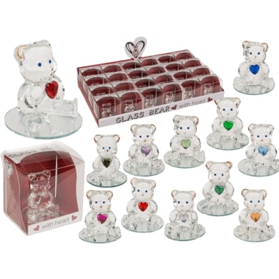 Figure Glass Bear With Heart - Albagame