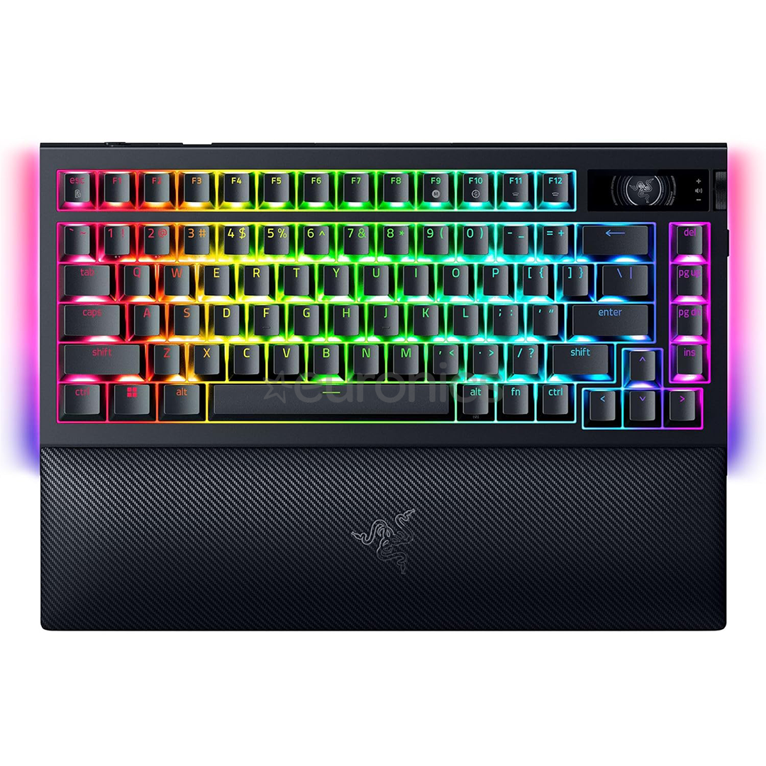 Keyboard Razer BLACKWIDOW V4 75% Pro Wireless/Bluetooth Chroma RGB + Underglow LED RGB , Orange Switches , Black , RZ03-05130100-R3M1 - Albagame