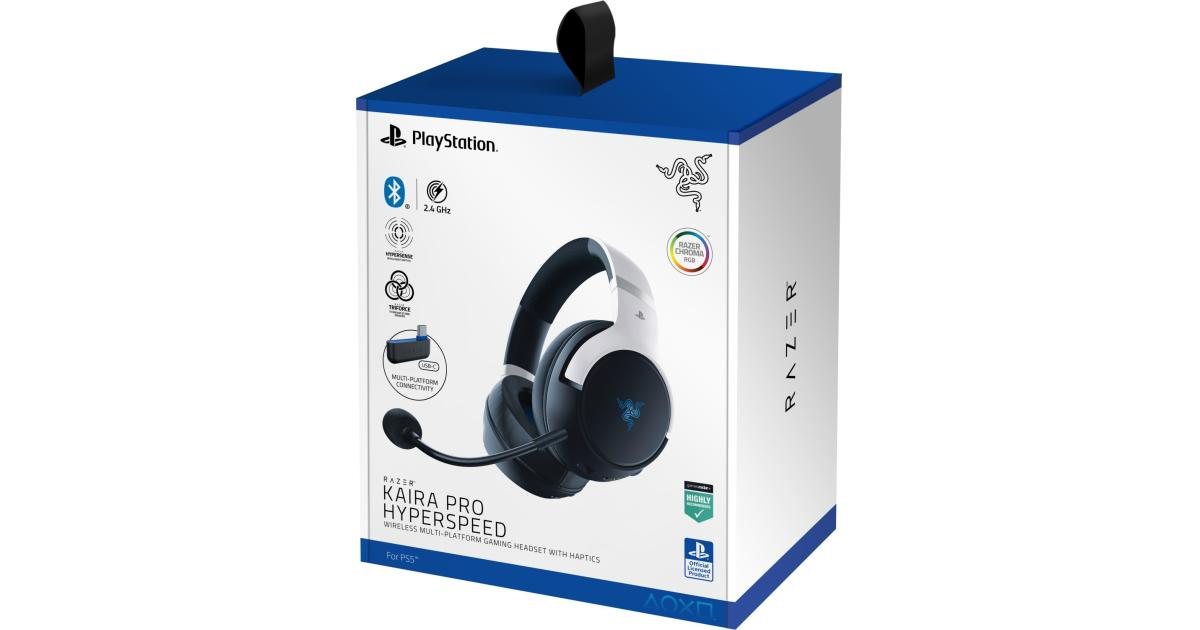 Headset Razer KAIRA PRO HYPERSPEED , Wireless and Bluetooth , designed for Playstation , Up to 30 hours Battery , Black/White , RZ04-04030200-R3G1 - Albagame