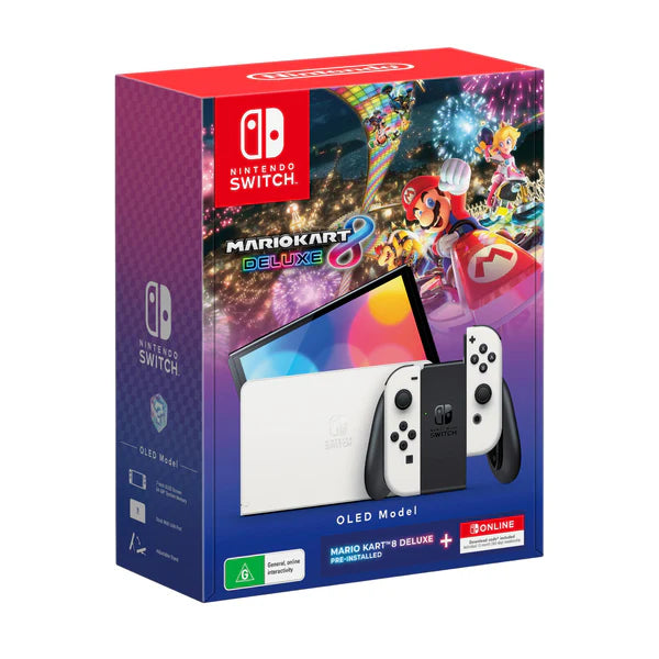 Console Nintendo Switch OLED White + Mario Kart 8 Deluxe + 12 Months NSO - Albagame