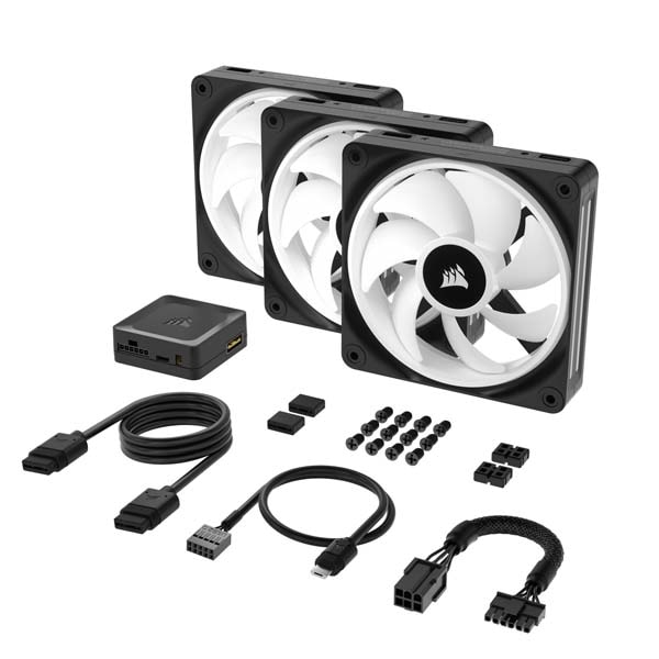 Fan 3x 120mm Corsair iCUE LINK QX120 ARGB 120mm PWM , up to 2,400 RPM Adjustable , Airflow 107 m3/h , Premium Edition , with iCUE LINK System Hub + Cable , Black , CO-9051002-WW