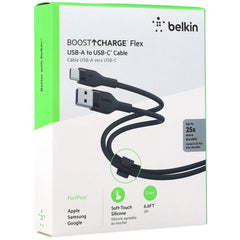 Cable USB-A  Belkin BoostCharge Flex , USB-A to USB-C , 2m , Black , CAB008BT2MBK