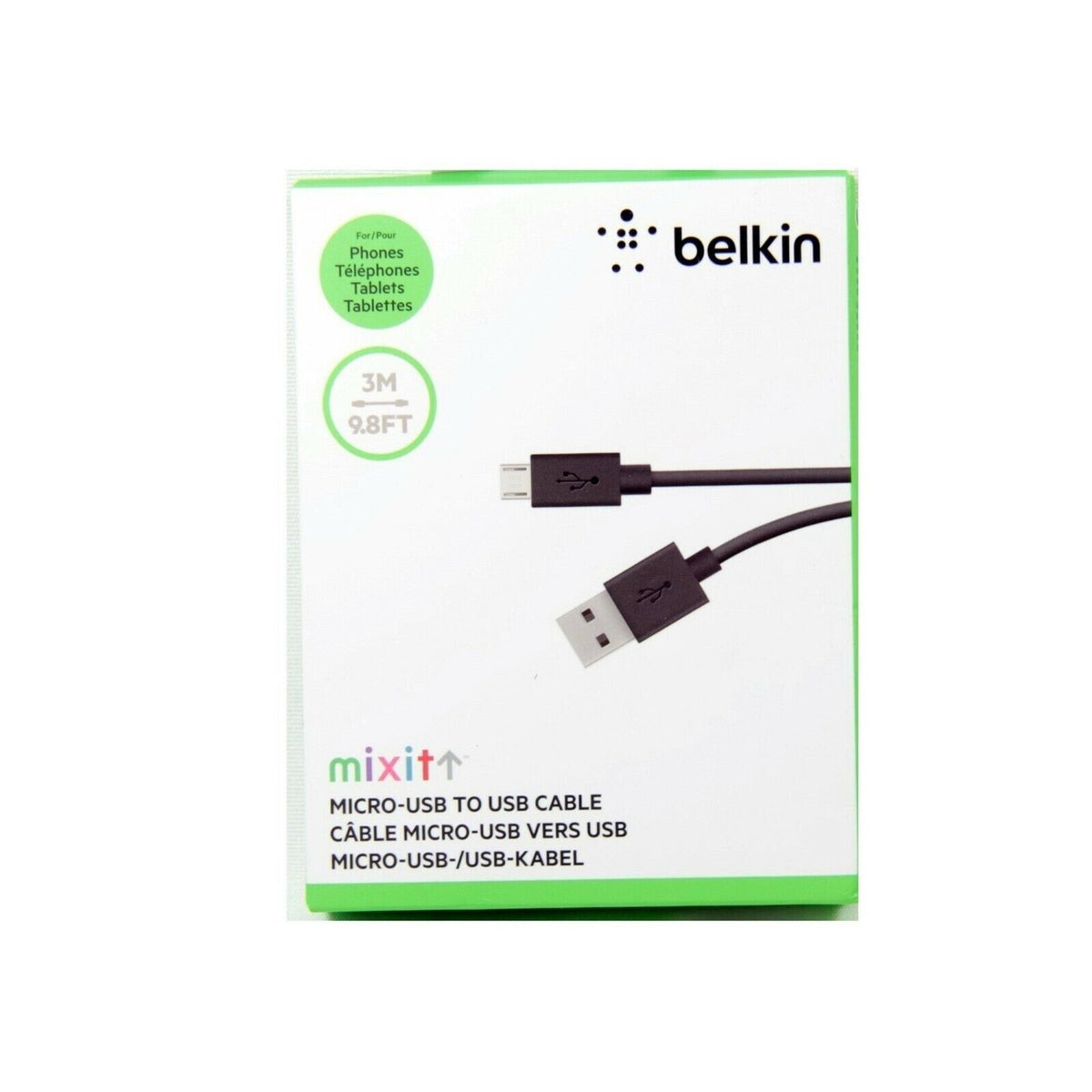 Cable USB-A  Belkin Mixit ChargeSync , USB-A to Micro , 3m , Black , F2CU012BT3M-BLK - Albagame