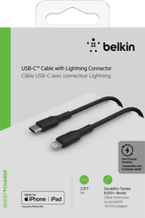 Cable USB-C to Lightning  Belkin BoostCharge up to 18W , Charging and data sync , Black , 1m , BEL-0057 - Albagame