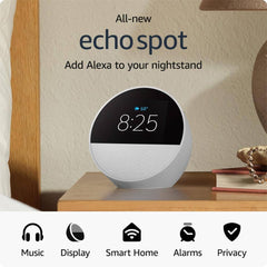 Smart Alarm Clock Amazon Echo Spot Glacier White - Albagame