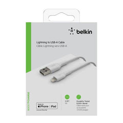 Cable USB-A  Belkin BoostCharge , USB-A to Lightning , 1m , White , CAA001BT1MWH - Albagame