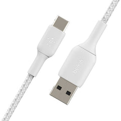 Cable USB-A  Belkin BoostCharge , USB-A to USB-C , 2m , Braided White , CAB002BT2MWH