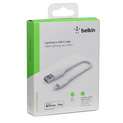 Cable USB-A  Belkin BoostCharge , USB-A to Lightning , 0.5m , White , CAA001BT0MWH - Albagame