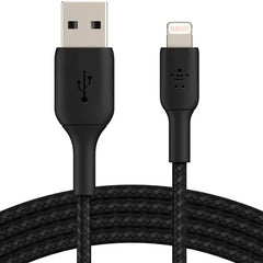 Cable USB-A  Belkin BoostCharge , USB-A to Lightning , 1m , Braided Black , CAA002BT1MBK