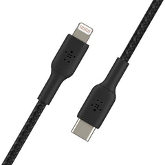 Cable USB-C  Belkin BoostCharge , USB-C to Lightning , 1m , Braided Black , CAA004BT1MBK - Albagame