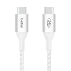 Cable USB-C  Belkin BoostCharge , USB-C to USB-C up to 240W , 1m , Braided White , CAB015BT1MWH - Albagame