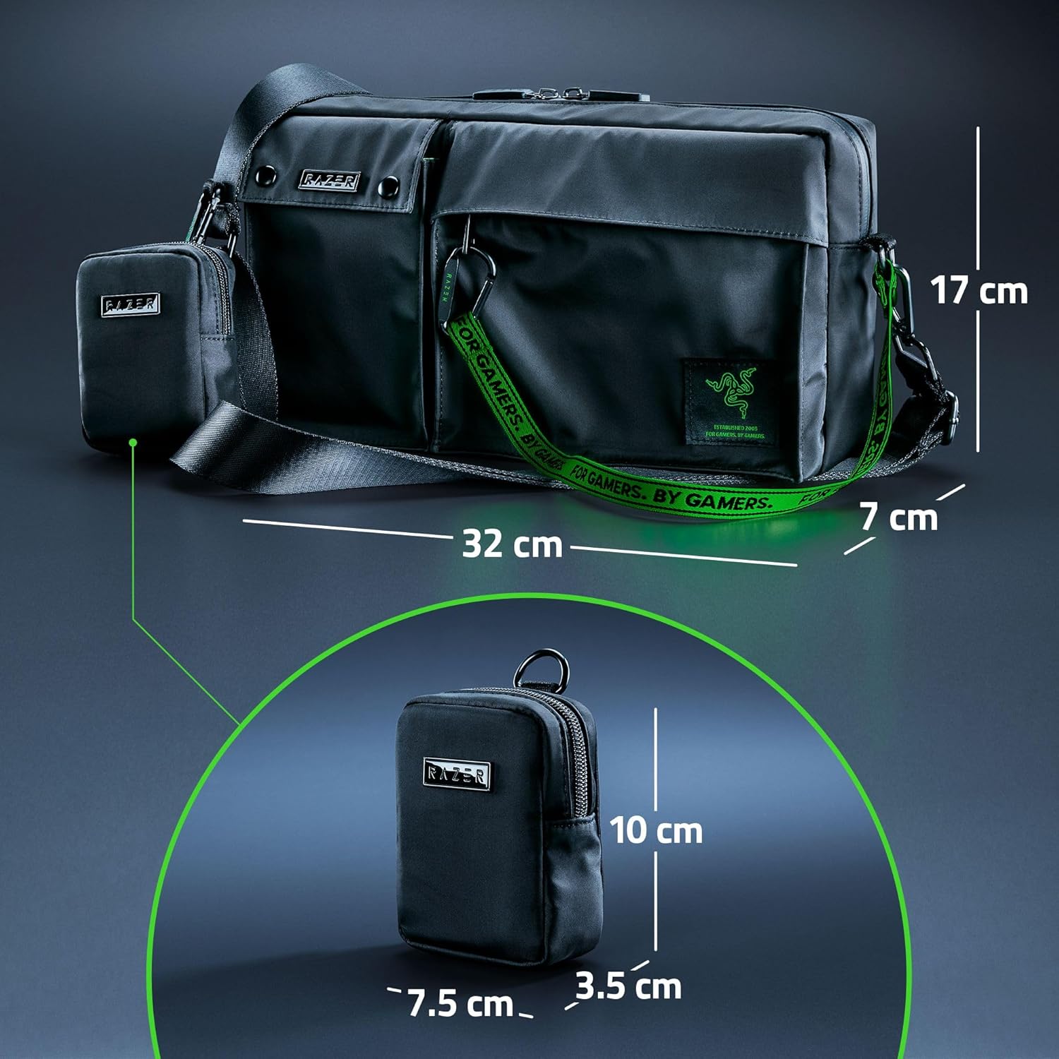 Crossbody Razer Xanthus Mini Pouch Water-Repellent Black - Albagame