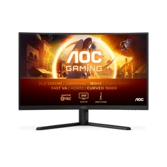 Monitor 31.5" AOC Gaming Curved 1500R  QHD 2560x1440p Fast VA 180Hz 0.5ms 300nits , 2xHDMI 1xDisplayPort , HAS , VESA , Adaptive Sync , Black/Red , CQ32G4VE , 1Y - Albagame