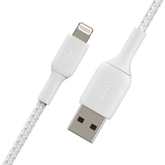 Cable USB-A  Belkin BoostCharge , USB-A to Lightning , 2m , Braided White , CAA002BT2MWH