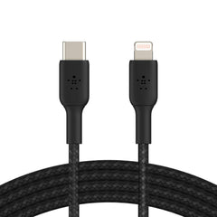 Cable USB-C  Belkin BoostCharge , USB-C to Lightning , 1m , Braided Black , CAA004BT1MBK - Albagame