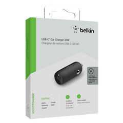 CarCharger Belkin 1x USB-C up to 20W PD , Black , BEL-0046 - Albagame