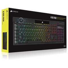 Keyboard Corsair K100 RGB , Optical Mechanical with OPX Switches , aluminum design with RGB edge + iCUE wheel  , US Layout , Black , CH-912A01A-NA