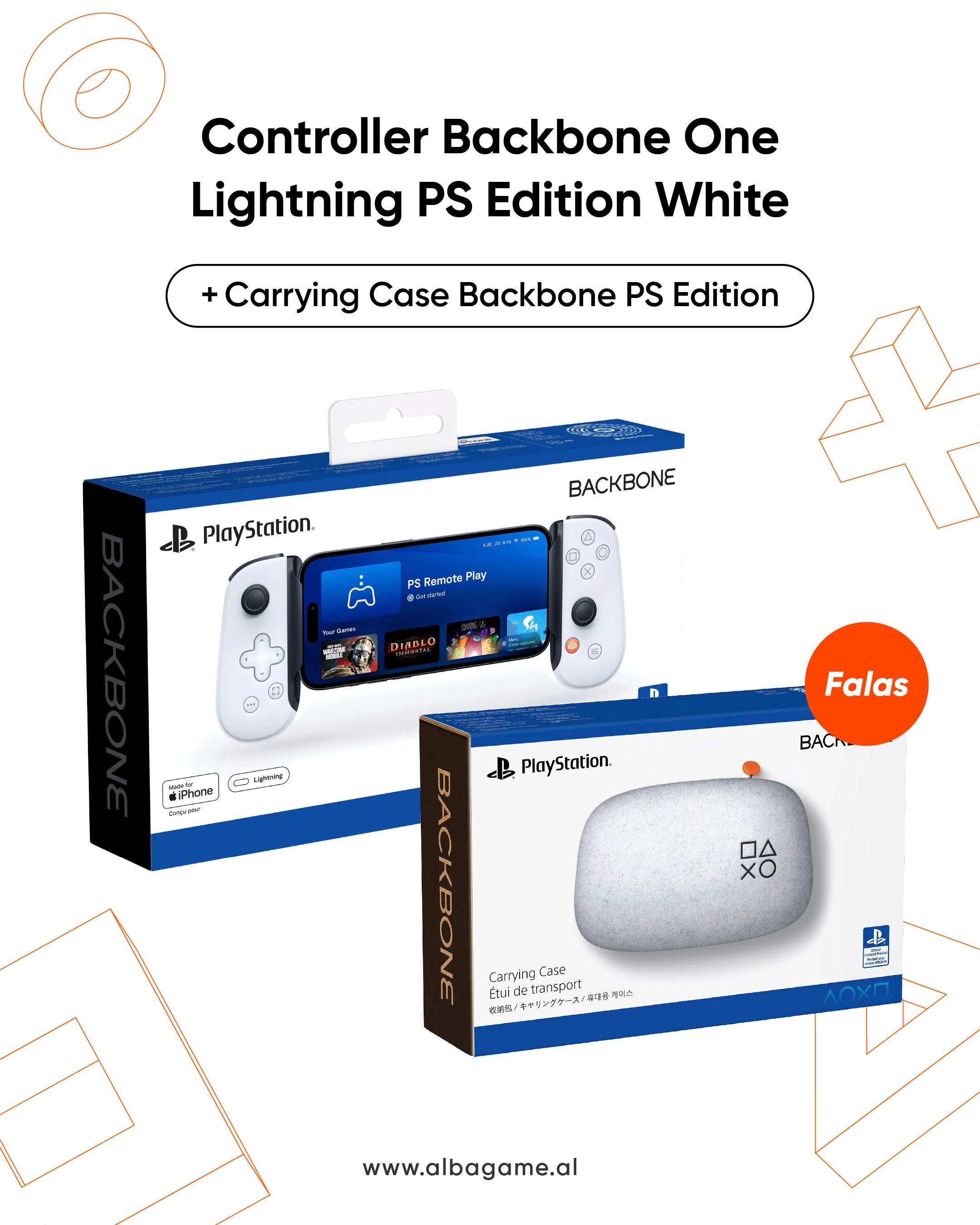 Controller Backbone One Lightning PS Edition White + Carrying Case Backbone One PS Edition - Albagame