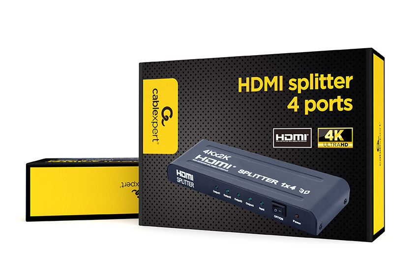 Splitter HDMI Gembird , 1x Input HDMI to 4x Output HDMI , up to FHD , DSP-4PH4-02 - Albagame