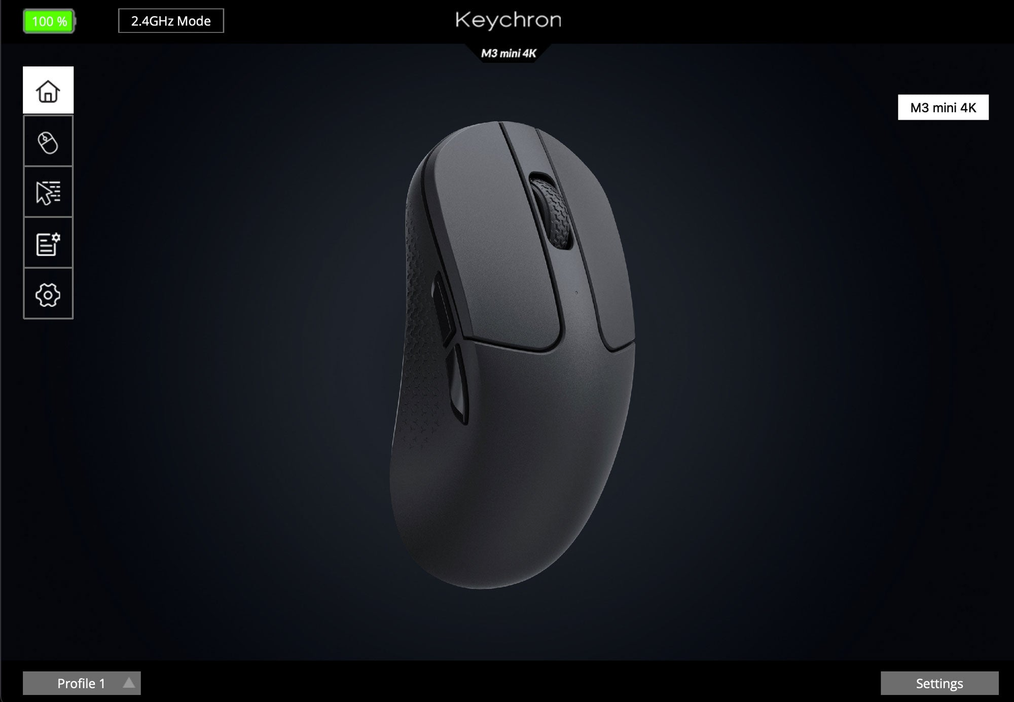Mouse Keychron M3 Mini  Wireless/Bluetooth , RGB , 26K DPI 1K Hz , Black , M3M-A1 - Albagame