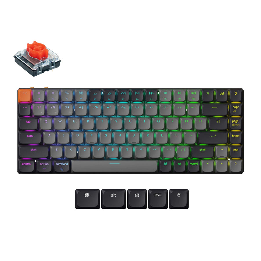 Keyboard Keychron K3 V3 , 75% , QMK/VIA Online Customization , Wireless + Bluetooth , Mechanical Keyboard with Red Switch and RGB Backlight , US Layout , K3X-B1