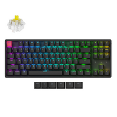 Keyboard Keychron K8  K8X-J4 , QMK/VIA Wireless/Bluetooth Mechanical Keyboard , Yellow Switch (Hot-Swappable) , 80% , US Layout , Black , K8X-J4