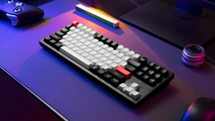Keyboard Keychron Q3 HE  Q3H-M1 , QMK/VIA Wireless/Bluetooth Mechanical Keyboard , Purple Switch (Hot-Swappable) , Hall Effect , 80% , US Layout , Black/White/Red , Q3H-M1 - Albagame