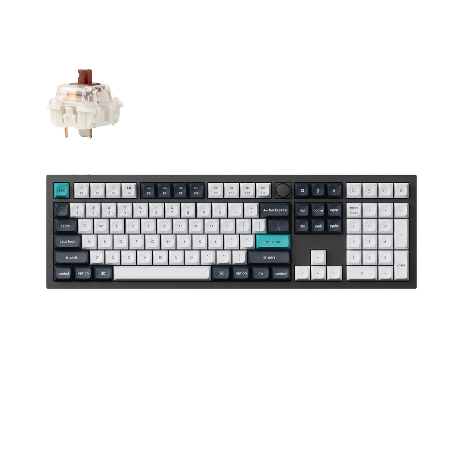 Keyboard Keychron Q6 Max Q6M-M3 , QMK/VIA Wireless/Bluetooth Mechanical Keyboard , Brown Switch (Hot-Swappable) , 100% , US Layout , Aluminum Case , Black/White/Mint , Q6M-M3 - Albagame