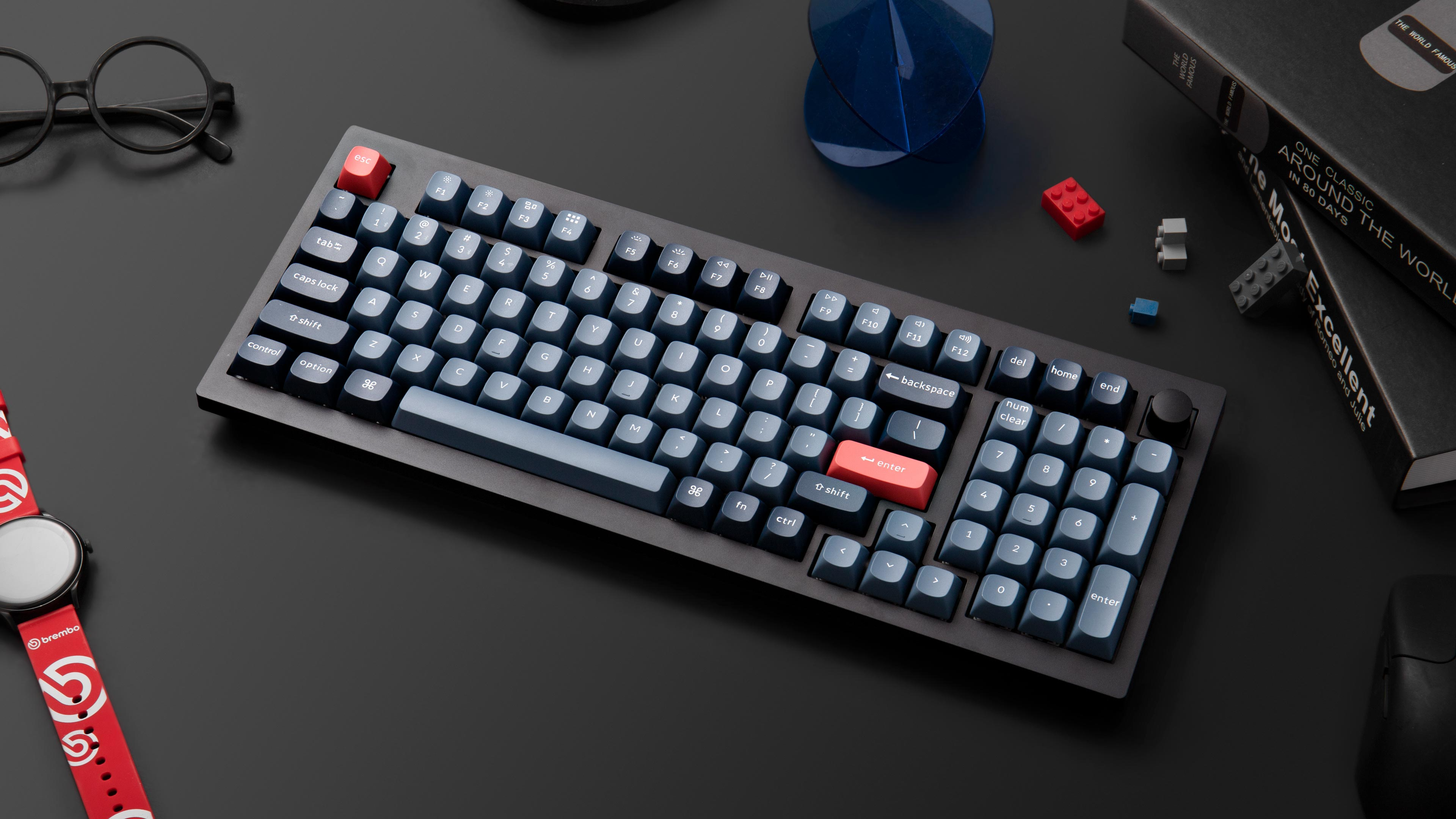 Keyboard Keychron V5 Max  V5M-D4 , QMK/VIA Wireless/Bluetooth Mechanical Keyboard , Yellow Switch (Hot-Swappable) , 96% , US Layout , Black/Blue/Red , V5M-D4 - Albagame