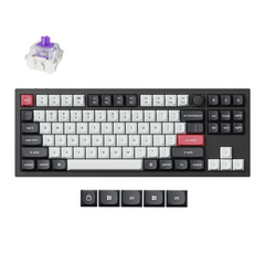 Keyboard Keychron Q3 HE  Q3H-M1 , QMK/VIA Wireless/Bluetooth Mechanical Keyboard , Purple Switch (Hot-Swappable) , Hall Effect , 80% , US Layout , Black/White/Red , Q3H-M1 - Albagame