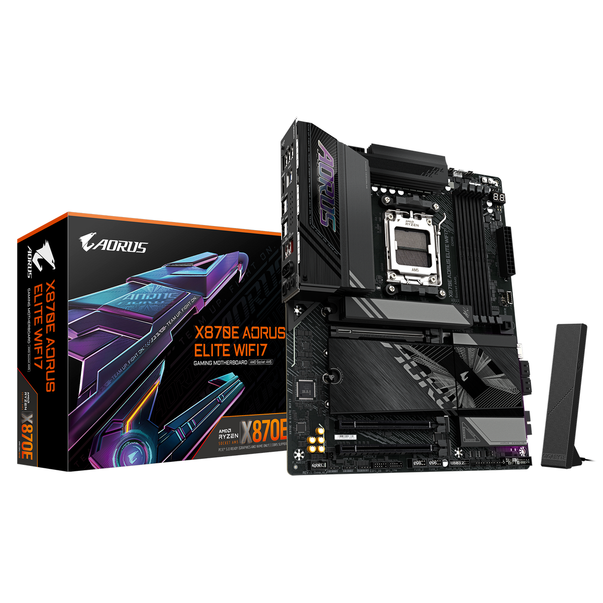 Motherboard Gigabyte X870E AORUS ELITE WIFI7 , Wireless + Bluetooth , ATX , DDR5 , Socket AM5 , 16+2+2 , X870E AORUS ELITE WIFI7 - Albagame