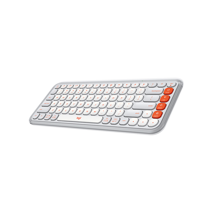 Keyboard Logitech POP Icon Keys , Wireless via Bolt USB receiver (not included) or Bluetooth with up to 3 devices , US Layout , Off White & Orange , 920-013072