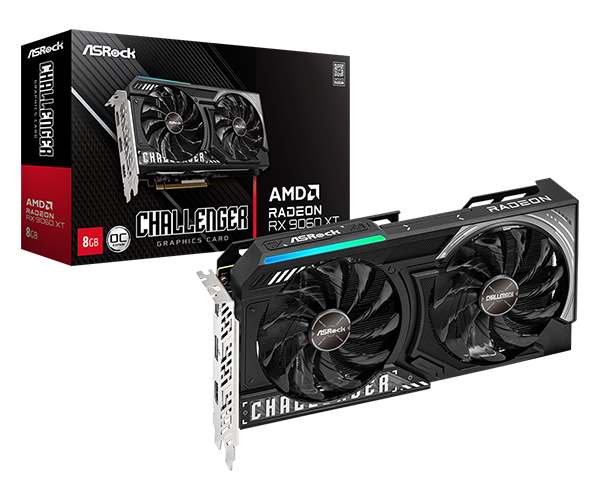 GPU AsRock Challenger OC Radeon RX 9060 XT 16GB GDDR6 , 2x Fan , Black , RX9060XT CL 16GO - Albagame