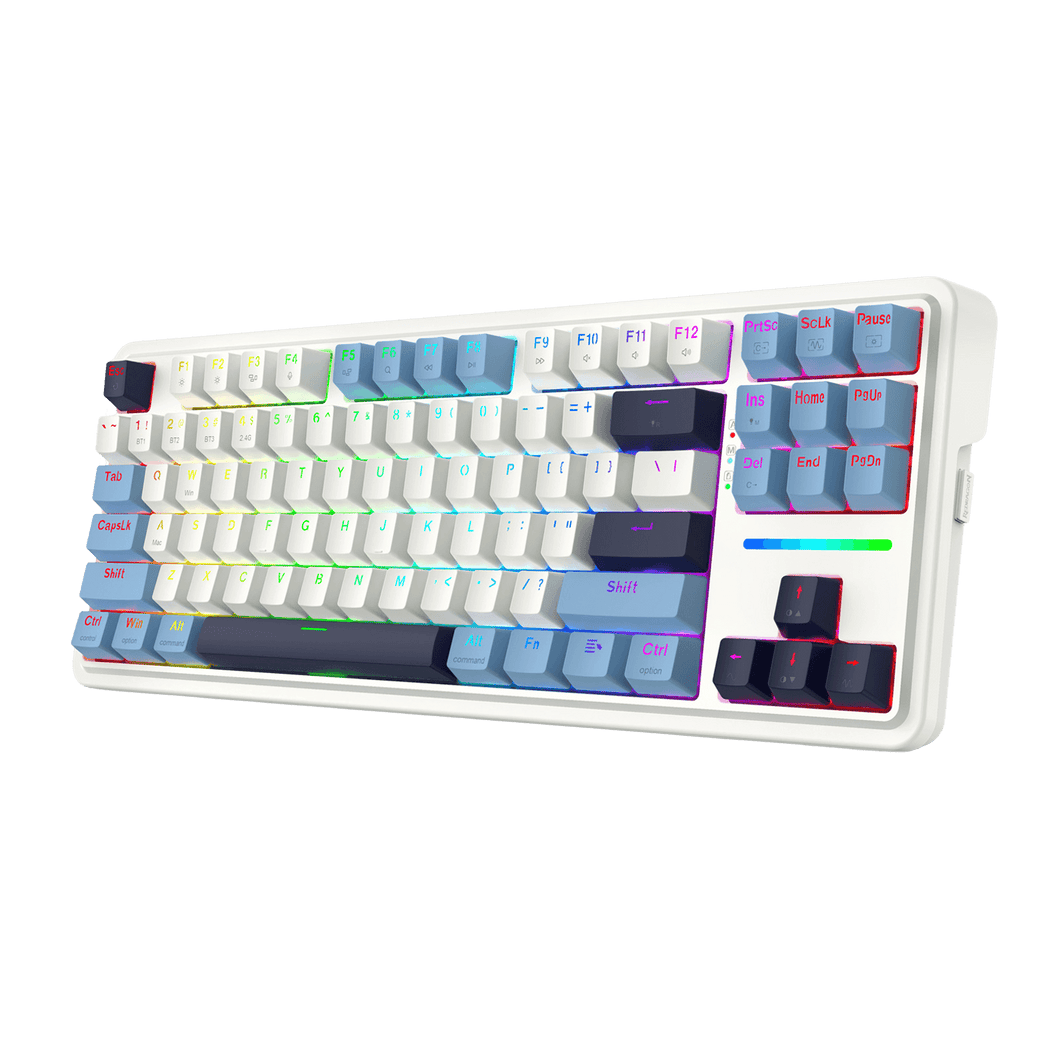 Keyboard Redragon Antonium PRO , RGB , 80% with 87 keys , Gasket Structure & Hot-Swap Functionality , Wireless/Bluetooth/Wired , White & Blue Mixed Keycaps , K728
