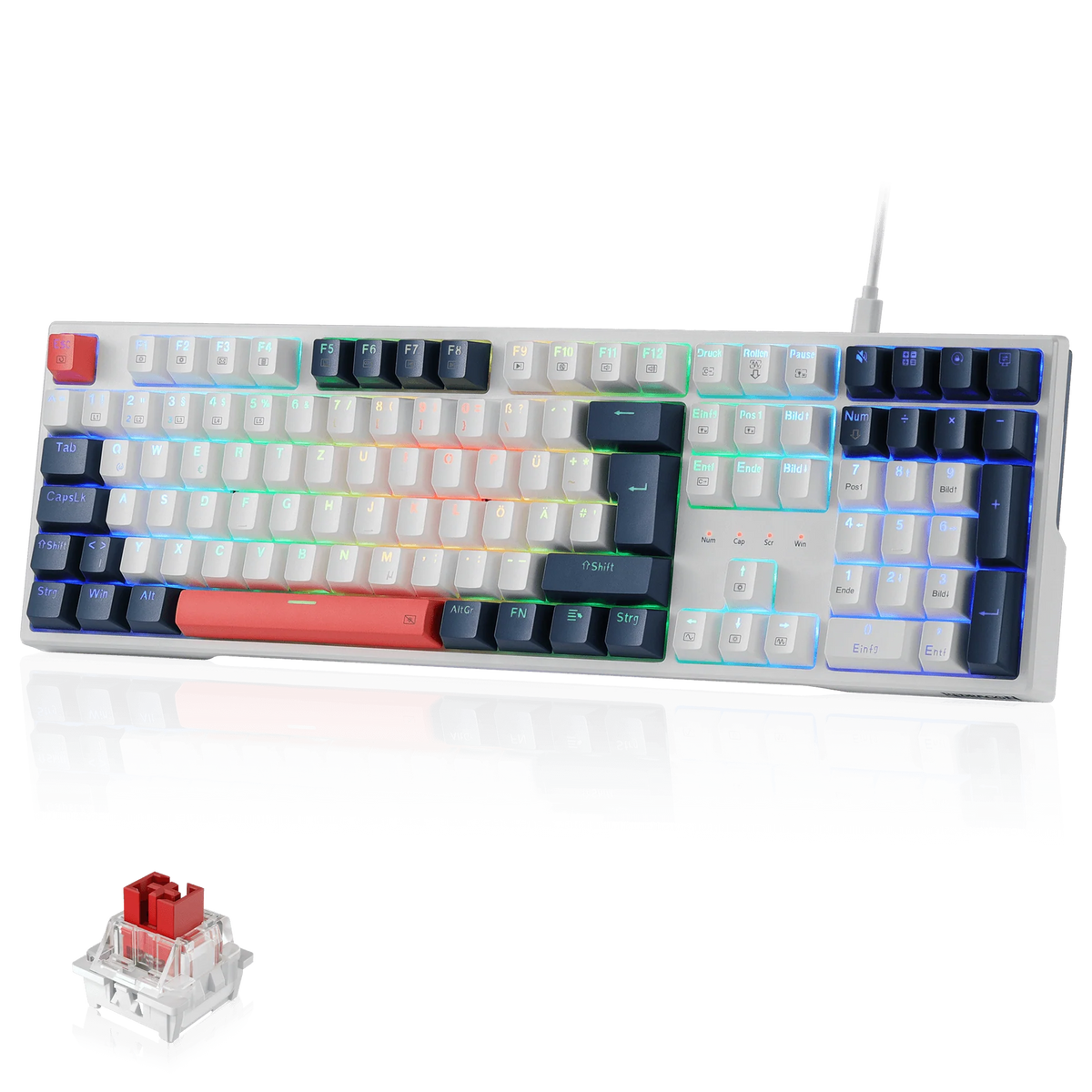 Keyboard Redragon Trundle K668 RGB Wired White Red Switches