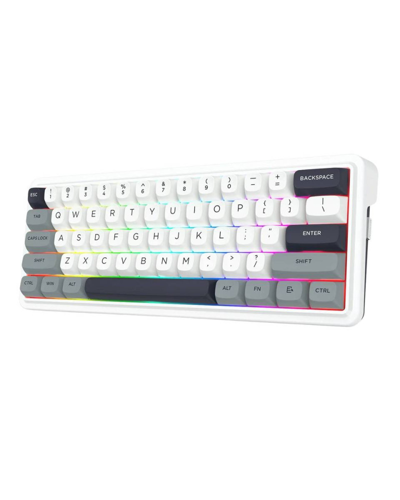 Keyboard Redragon Ironguard PRO , RGB , 60% with 61 keys , Hot-Swappable Dragon Chant switches , Wireless/Bluetooth/Wired , White & Blue Mixed Keycaps , K722WGP