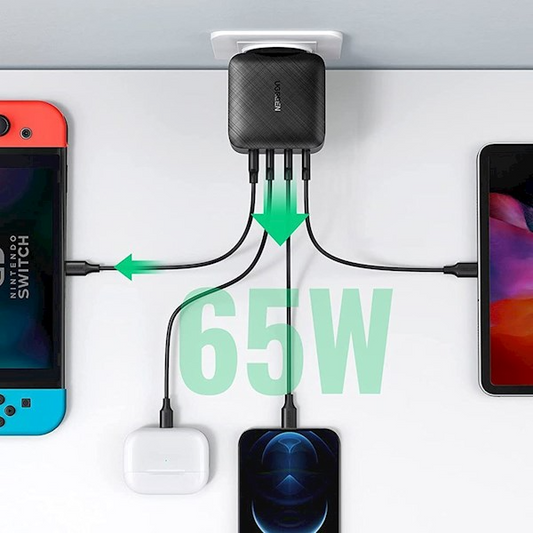 Charger Ugreen 65W with 4 Ports , 3x USB-C 1x USB-A - Albagame