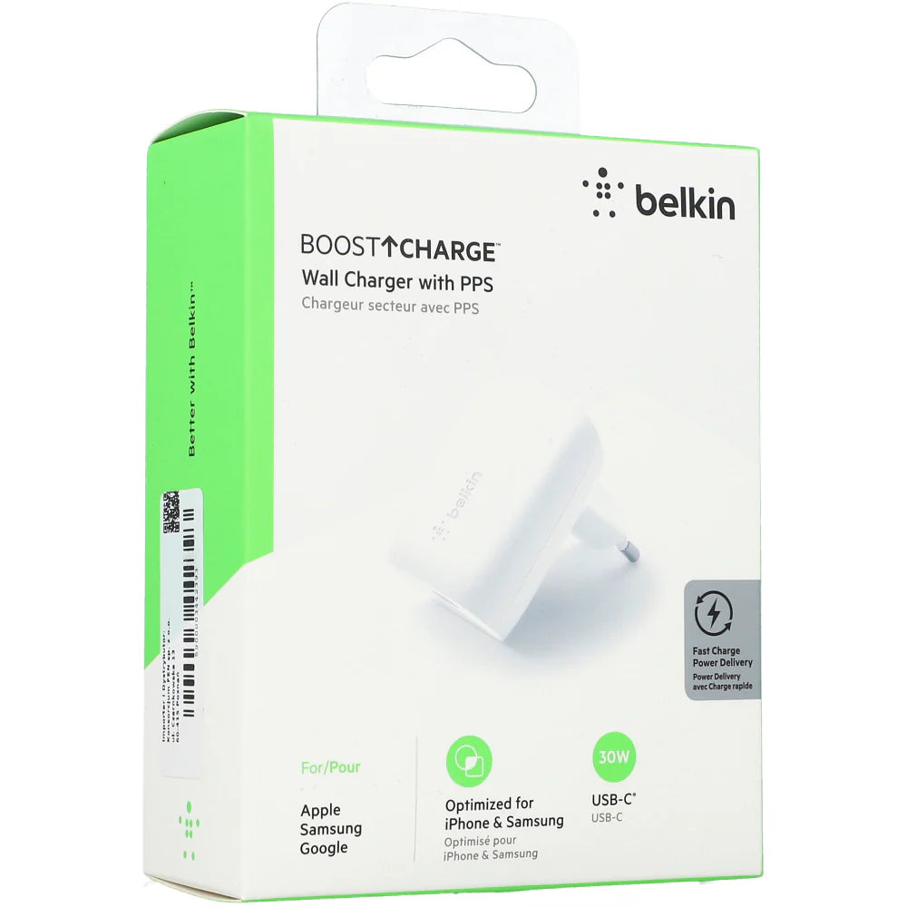 Charger 30W  Belkin BoostCharger , 1x USB-C up to 30W , White , WCA005VFWH - Albagame